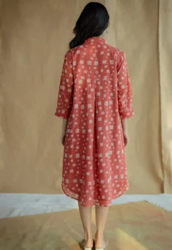 Ridah Coral Batik MulMul Cotton Loose Dress