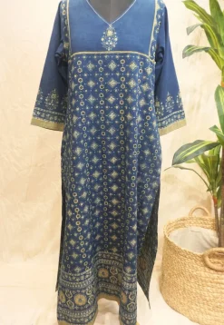 Rifat Ajrakh Cotton Hand Embroidered Kurta