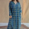 Ritika Blue Ajrakh Cotton Jhabba Kali Kurta