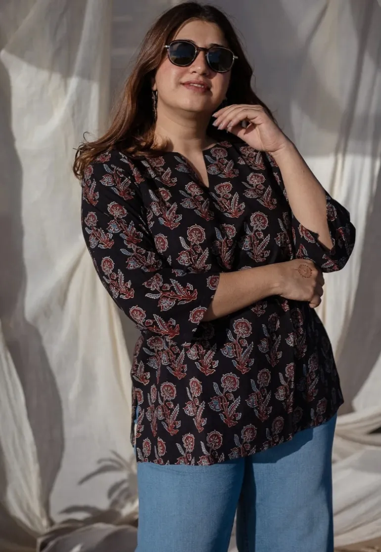 Rubina Ajrakh Cotton Short Top