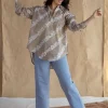 Ruhi Beige Batik Cotton Loose Shirt
