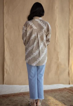 Ruhi Beige Batik Cotton Loose Shirt