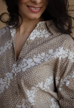 Ruhi Beige Batik Cotton Loose Shirt