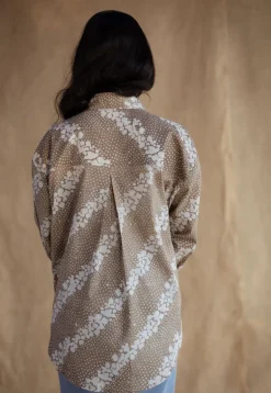 Ruhi Beige Batik Cotton Loose Shirt