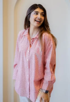 Ruhi Coral Hand Block Print Slub Cotton Anti-Fit Shirt