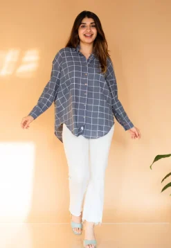 Ruhi Grey Dabu Slub Cotton Shirt