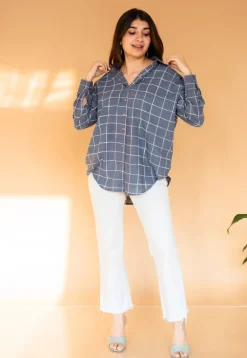 Ruhi Grey Dabu Slub Cotton Shirt