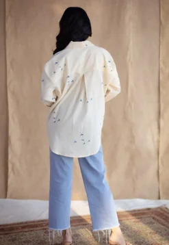 Ruhi Off White Ajrakh Cotton Loose Shirt