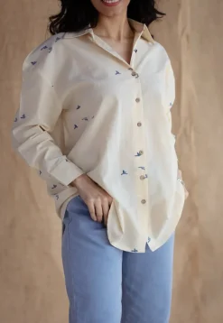 Ruhi Off White Ajrakh Cotton Loose Shirt