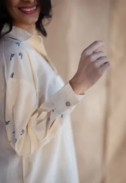 Ruhi Off White Ajrakh Cotton Loose Shirt