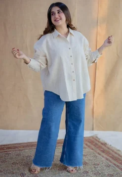 Ruhi Off White Handwoven Kala Cotton Loose Shirt