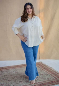 Ruhi Off White Handwoven Kala Cotton Loose Shirt