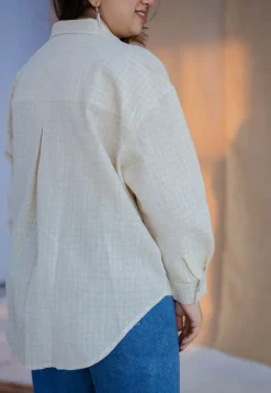 Ruhi Off White Handwoven Kala Cotton Loose Shirt
