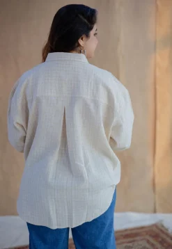 Ruhi Off White Handwoven Kala Cotton Loose Shirt