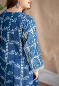 Rushal Ajrakh Cotton Hand Embroidered Kali Kurta