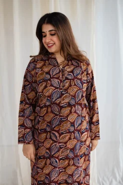 Saanvi Kalamkari Brown Cotton Kurta