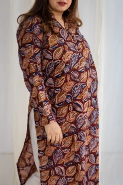 Saanvi Kalamkari Brown Cotton Kurta