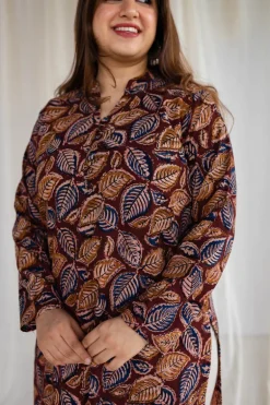 Saanvi Kalamkari Brown Cotton Kurta