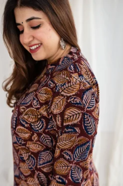 Saanvi Kalamkari Brown Cotton Kurta