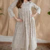 Saesha Beige Fakira Mul Cotton A Line Kurta