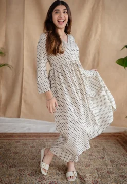 Saesha Beige Fakira Mul Cotton A Line Kurta