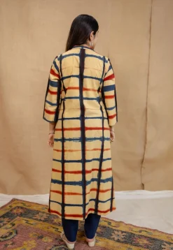 Safira Cream Clamp Dyed Cotton A Line Kurta
