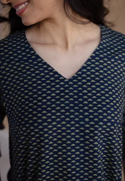 Sahar Indigo Ajrakh Cotton Straight Short Top