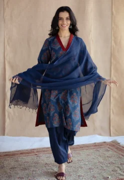 Saina Indigo Ajrakh Cotton Straight Kurta