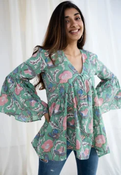 Sakshi Sanganeri Green Cotton Short Top