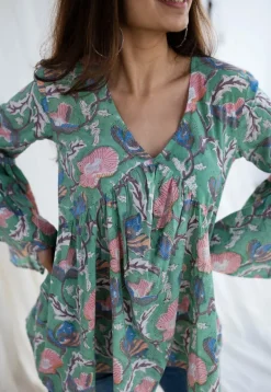 Sakshi Sanganeri Green Cotton Short Top