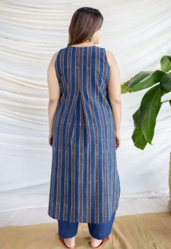 Salma Indigo Ajrakh Cotton Straight Kurta