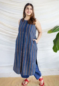Salma Indigo Ajrakh Cotton Straight Kurta