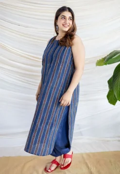 Salma Indigo Ajrakh Cotton Straight Kurta