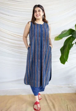 Salma Indigo Ajrakh Cotton Straight Kurta