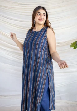 Salma Indigo Ajrakh Cotton Straight Kurta