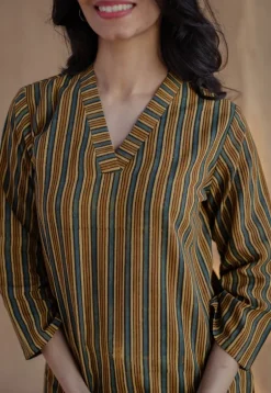 Sanika Mustard Ajrakh Cotton Straight Short Top