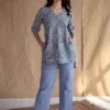 Saniya Blue Batik Cotton Straight Short Top