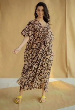 Saria Dark Brown Fakira Cotton Loose Kaftan