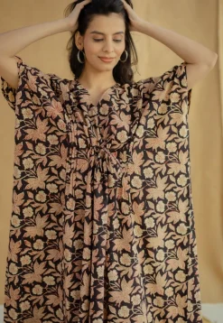 Saria Dark Brown Fakira Cotton Loose Kaftan