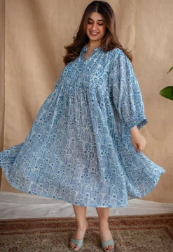 Sharvi Batik Natural Dyed MulMul Cotton Dress with Slip