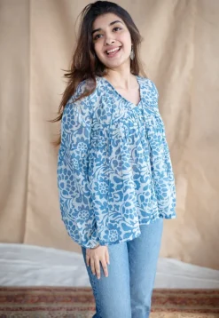 Shilpi Batik Natural Dyed MulMul Cotton Top