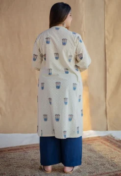 Shirin Off White Ajrakh Cotton Straight Kurta