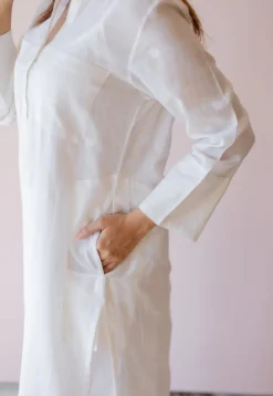 Shreeja White Jamdani Handloom Cotton A Line Kurta
