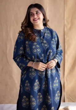 Shrishti Indigo Ajrakh Cotton Straight Kurta