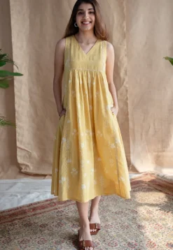 Shyza Dabu Slub Cotton Hand Embroidered Dress