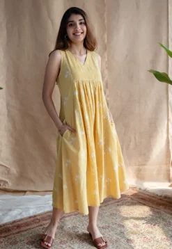 Shyza Dabu Slub Cotton Hand Embroidered Dress