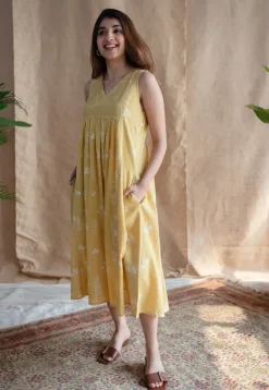 Shyza Dabu Slub Cotton Hand Embroidered Dress