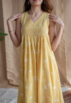 Shyza Dabu Slub Cotton Hand Embroidered Dress