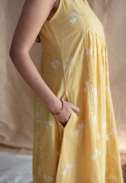 Shyza Dabu Slub Cotton Hand Embroidered Dress