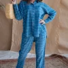 Sira Indigo Dabu Slub Cotton Straight Shirt